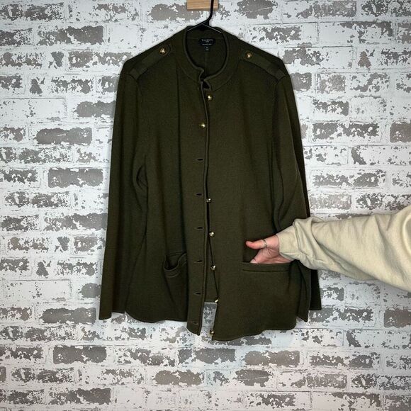 Talbots | women green button down wool cardigan with gold buttons - Picture 7 of 10